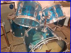 Vintage 1970's Ludwig Blue Vistalite Drum Set