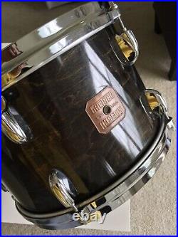 Vintage 1970s Gretsch 4 pc drum set with Tom Stands & RIMs, Ebony Black RARE