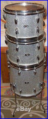 Vintage 1970s Super Nice Slingerland Sparkling Silver Drum Set