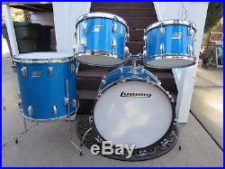 Vintage 1971 Ludwig Blue Sparkle Hollywood Drumset
