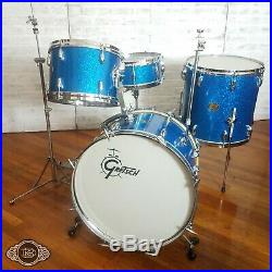 Vintage 1972 Gretsch Lefty Name Band 13-16-20 drum set kit in Blue Sparkle SSB