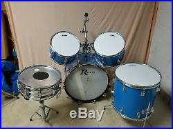 Vintage 1976 Rogers Londoner 5 Drum Set Pacific Blue (12-pieces, incl. Cases)