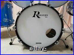 Vintage 1976 Rogers Londoner 5 Drum Set Pacific Blue (12-pieces, incl. Cases)
