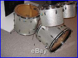Vintage 1977 Ludwig 4 piece Drum Set Silver Sparkle Quadra-Plus/Melodic Tom Line