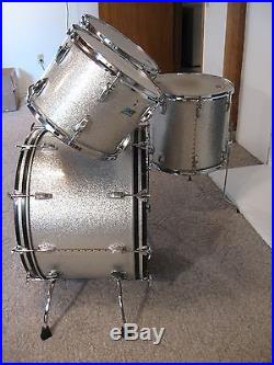 Vintage 1979 Ludwig 4pc Drum Set Silver Sparkle Nice Maple Shells Big Bonham 26