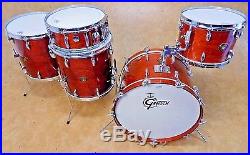 Vintage 1980's Gretsch 5pc Drum Kit Set Rosewood Gloss Shell Pack