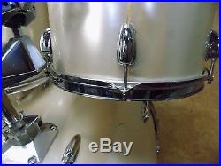 Vintage 1980's Slingerland 4pc Drum Kit Set White Silk Finish 24 18 14 13