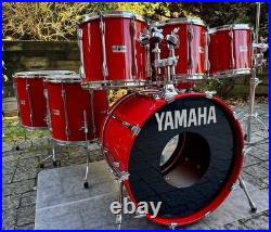 Vintage 1980s Yamaha Recording Custom Hot Red Drum Set