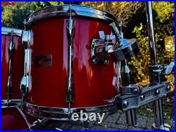 Vintage 1980s Yamaha Recording Custom Hot Red Drum Set
