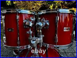 Vintage 1980s Yamaha Recording Custom Hot Red Drum Set