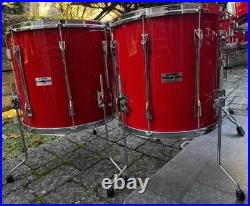 Vintage 1980s Yamaha Recording Custom Hot Red Drum Set
