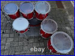 Vintage 1980s Yamaha Recording Custom Hot Red Drum Set