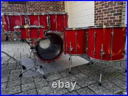 Vintage 1980s Yamaha Recording Custom Hot Red Drum Set