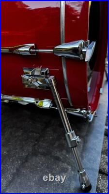 Vintage 1980s Yamaha Recording Custom Hot Red Drum Set