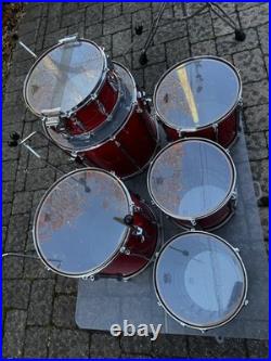 Vintage 1980s Yamaha Recording Custom Hot Red Drum Set