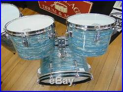 Vintage 4 pc Walberg & Auge Drum Set, Blue Oyster, Gretsch Shells NICE