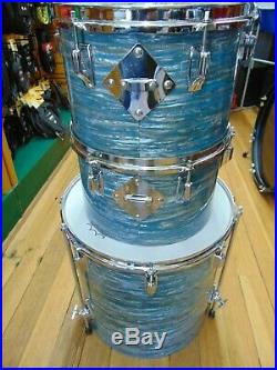 Vintage 4 pc Walberg & Auge Drum Set, Blue Oyster, Gretsch Shells NICE
