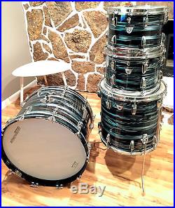 Vintage 60's 70's Ludwig Standard Blue Oyster Strata DRUM SET 4 piece