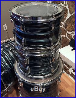 Vintage 60's 70's Ludwig Standard Blue Oyster Strata DRUM SET 4 piece