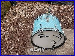Vintage 60's Gretsch RB 3pc Aqua Satin Flame Drum Set