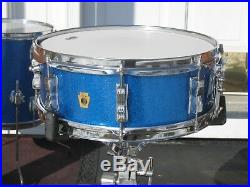Vintage 60's Ludwig 4pc. Blue Sparkle Drum Set! 20-14-12, 14 wood snare