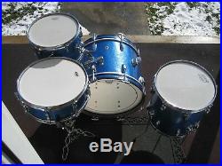 Vintage 60's Ludwig 4pc. Blue Sparkle Drum Set! 20-14-12, 14 wood snare