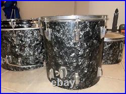 Vintage 60's Ludwig Black Diamond Pearl 3 Piece Drum set