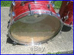 Vintage 60's Pearl Japan Red Oyster Drum Set! 4pc. 22,16,13 + wood 14 snare
