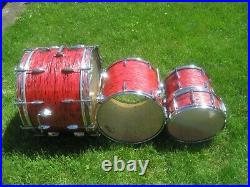 Vintage 60's Pearl Japan Red Oyster Drum Set Kit! 4pc. 22,16,13 + Wood Snare