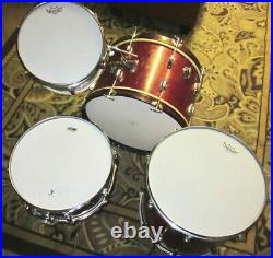 Vintage'60's Pearl Red Sparkle 4-Piece Drum Set Kit 22 / 16 / 13 / 14