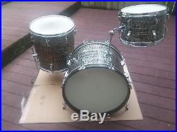 Vintage 60's Rogers 3pc Holiday Black Onyx Drum Set- Clean