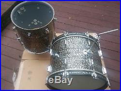 Vintage 60's Rogers 3pc Holiday Black Onyx Drum Set- Clean