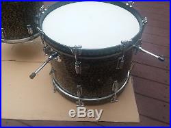 Vintage 60's Rogers 3pc Holiday Black Onyx Drum Set- Clean