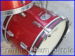 Vintage 60's Rogers Holiday 5pc Drum Set Red Sparkle Dayton with Powertone Snare
