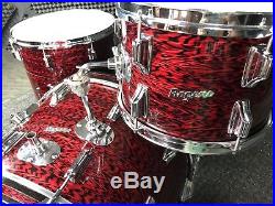 Vintage 60's Rogers Red Onyx Pearl 12, 16, 22 Dayton Headliner Holiday Drum Set