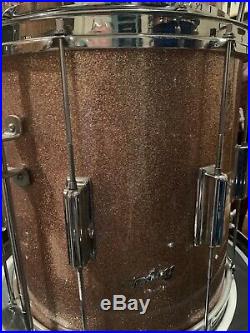 Vintage 60s Cleveland era Rogers Champagne Sparkle drum set 20 14 floor 12 tom