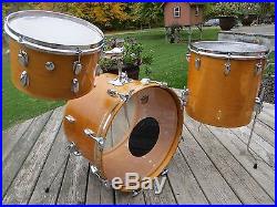 Vintage 70's Slingerland 3 Piece Drum Set Natural Finish
