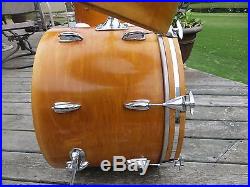 Vintage 70's Slingerland 3 Piece Drum Set Natural Finish