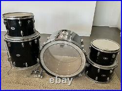 Vintage 70's Slingerland Drum Kit Set 5-piece Kick Floor Tom Mounts Black
