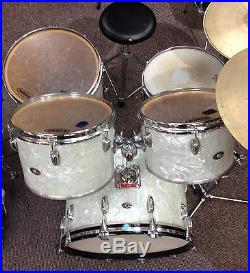 Vintage 70's Slingerland White Marine Pearl 4 piece Drum Set