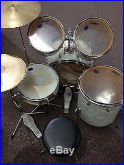 Vintage 70's Slingerland White Marine Pearl 4 piece Drum Set