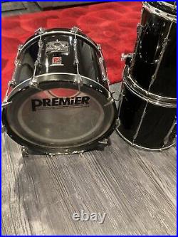 Vintage 80's Premier RESONATOR Drum Set Piano Black 12/14/16/18/22/22