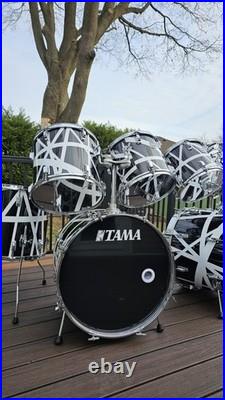 Vintage 80's Tama 9 piece Swingstar Drum Set MIJ With Van Halen Style Wraps Vintage 80's Tama 9 piece Swingstar Drum Set MIJ With Van Halen Style Wraps