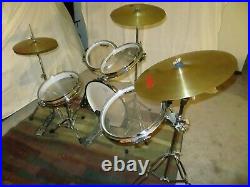 Vintage Arbiter Flats drum set 3 toms, high hat, Cymbals, bass drum, snare