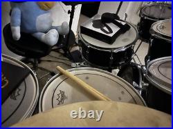 Vintage Black Pearl Export series 7 piece Studio Drum Set double bass