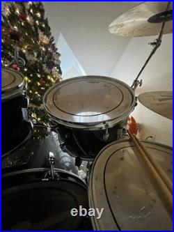 Vintage Black Pearl Export series 7 piece Studio Drum Set double bass