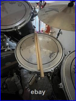 Vintage Black Pearl Export series 7 piece Studio Drum Set double bass