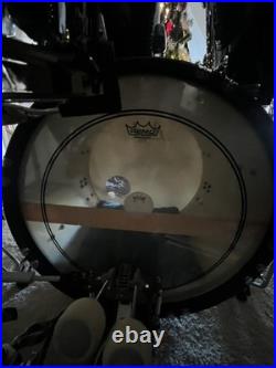 Vintage Black Pearl Export series 7 piece Studio Drum Set double bass