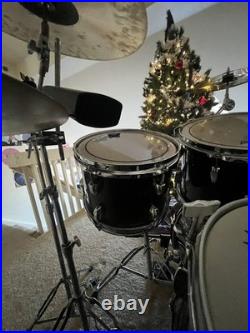 Vintage Black Pearl Export series 7 piece Studio Drum Set double bass