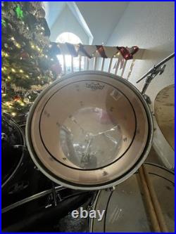 Vintage Black Pearl Export series 7 piece Studio Drum Set double bass